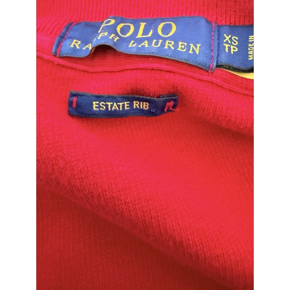 Polo Ralph Lauren Men's Estate Rib Quarter-Zip Pullover Sweater Red 100% Cotton